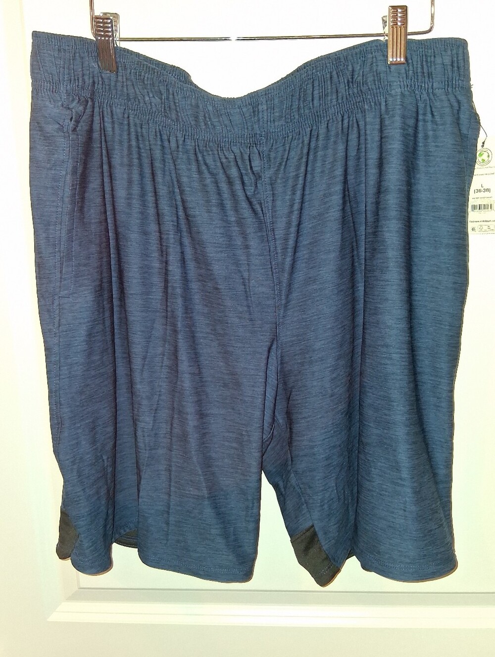 NEW Drifit Driwork Navy Heather Blue Athletic Shorts w Black Trim Men's Large